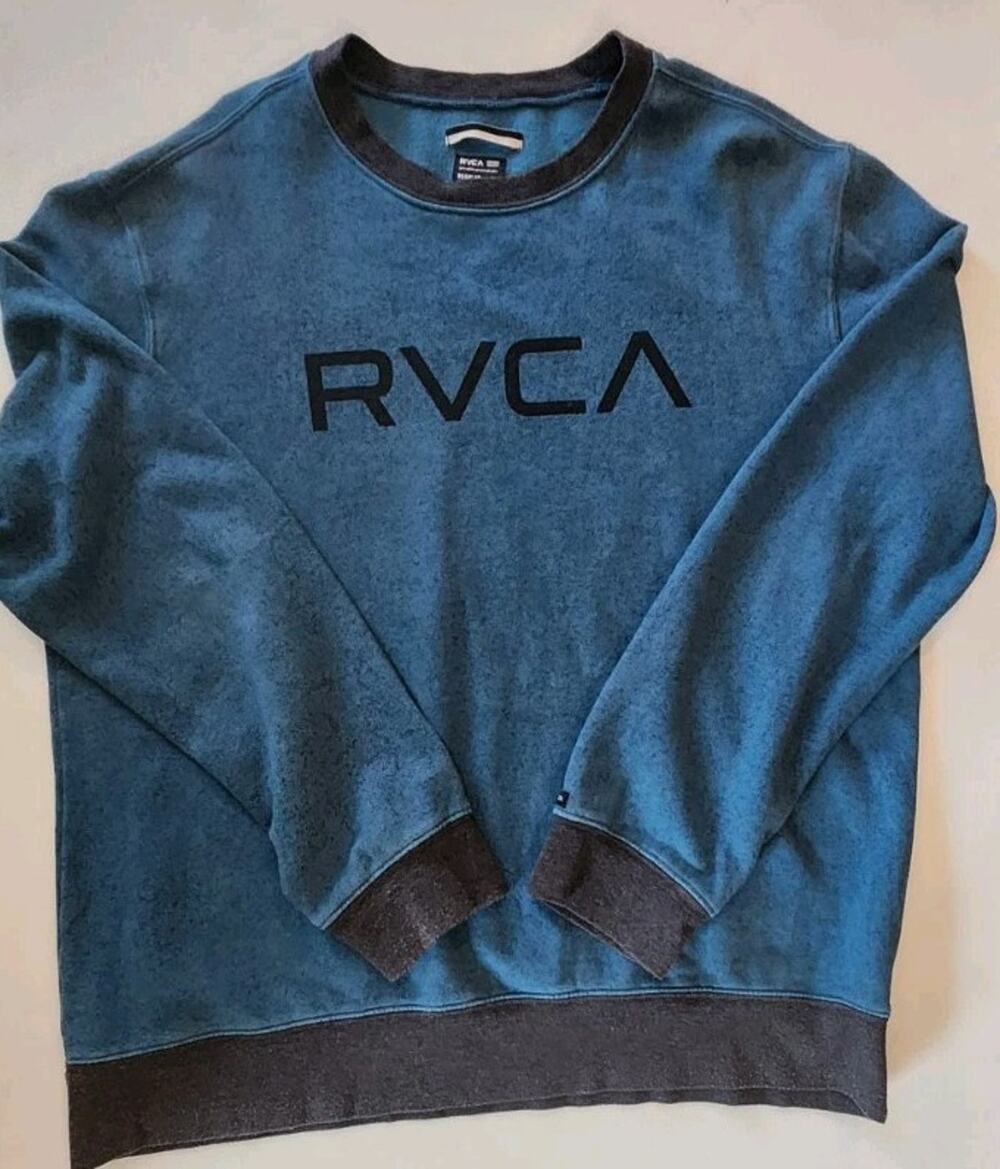 RVCA Pullover Sweater Mens X Large Sweat Shirt Blue XL